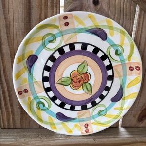 Vintage 90s Vicki Carroll Razzle Dazzle Hand Painted Dinner Plate 10”